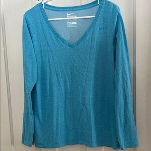 Nike Women's Teal Long Sleeve V-Neck Tee